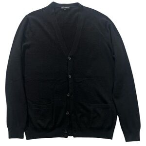 State Cashmere (100%) Women XL Black V-neck Women Long Sleeve Button Up Sweater